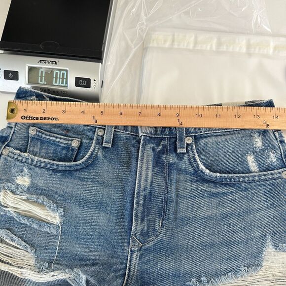 Lovers & Friends Axel Jean Distressed Cut Off High Rise Short Conrad Wash 25 - Picture 14 of 16